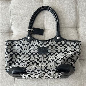 Coach Bleecker Tote Monogram Black and Gray